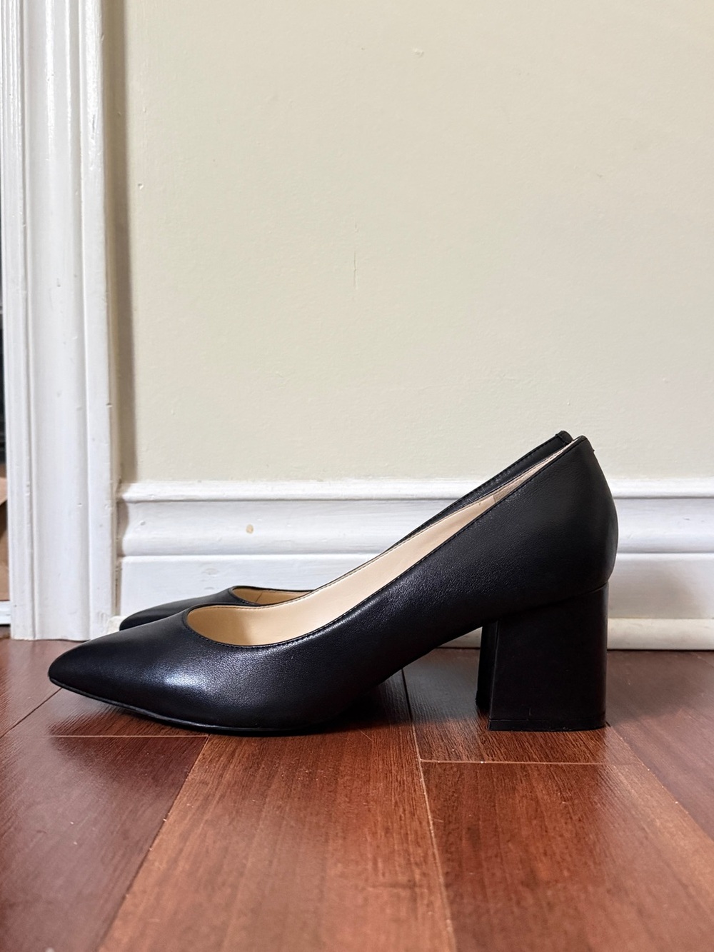 Nine West Black Block Heel Pointed-Toe Pumps